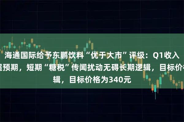 海通国际给予东鹏饮料“优于大市”评级：Q1收入增长有望超预期，短期“糖税”传闻扰动无碍长期逻辑，目标价格为340元